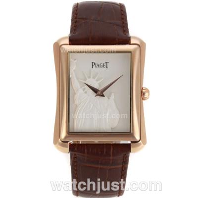 Piaget Upstream Manual Winding Rose Gold Case with White Dial-Statue of Liberty Demonstrated