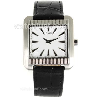 Piaget Upstream Stick Markers with White Dial-Leather Strap
