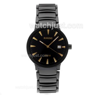 Rado Centrix Jubile Authentic Ceramic with Black Dial-Gold Stick Markers