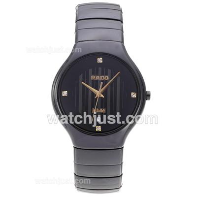 Rado DiaStar Full Black Authentic Ceramic Diamond Markers with Black Dial