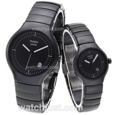 Rado DiaStar Full Black Authentic Ceramic with Black Dial-Couple Watch