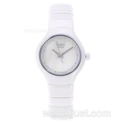 Rado DiaStar Full White Authentic Ceramic Diamond Markers with MOP Dial-Lady Size