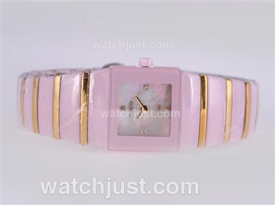 Rado DiaStar Pink Authentic Ceramic Diamond Marking with MOP Dial Lady Size