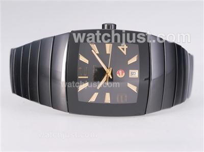 Rado DiaStar XL Automatic Authentic Ceramic with Black Dial-Gold Marking