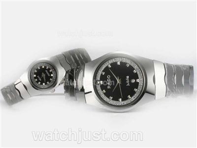 Rado Classic Jubile Diamond Marking with Black Dial-Couple Watch