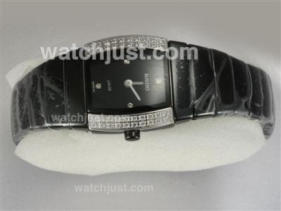 Rado Sintra Black Swiss ETA Movement Authentic Ceramic with Diamond Bezel-Black Dial Lady Size