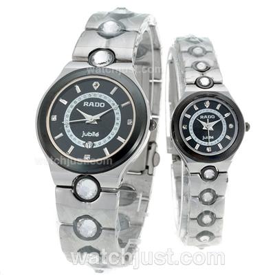 Rado Sintra Jubile Diamond Strap with Black Dial-Couple Watch