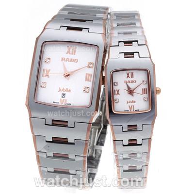 Rado Sintra Jubile Two Tone Rose Gold Markers with White Dial-Couple Watch