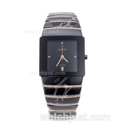 Rado Sintra Super Superjubile Authentic Ceramic Diamond Strap with Black Dial-Couple Watch