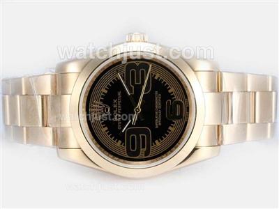 Rolex Air-King Oyster Perpetual Automatic Full Gold with Black Dial-New Version