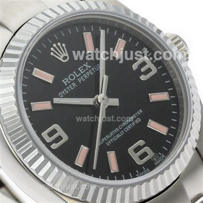 Rolex Air-King Oyster Perpetual Swiss ETA 2836 Movement with Black Dial S/S-Mid Size