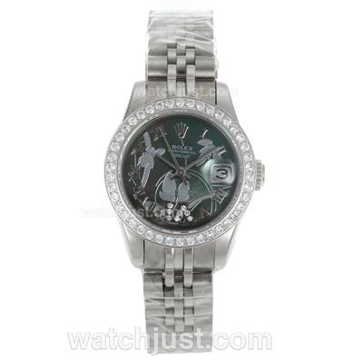 Rolex Datejust Automatic Diamond Bezel Roman Markers with Mop Dial-Flowers Illustration