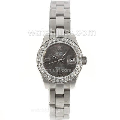 Rolex Datejust Automatic Diamond Bezel with Gray Floral Motif Dial-2009 New Version