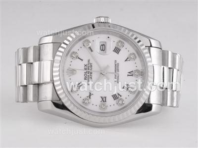 Rolex Datejust Automatic Diamond/Roman Marking with White Dial