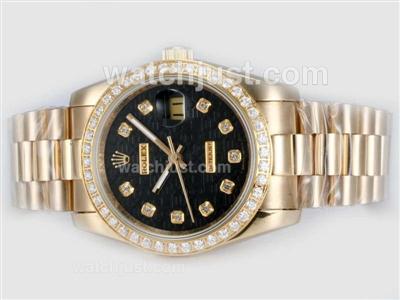 Rolex Datejust Automatic Full Gold Diamond Marking and Bezel with Black Computer Dial