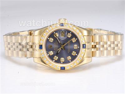 Rolex Datejust Automatic Full Gold Diamond Marking with Blue Dial