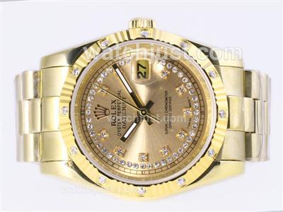 Rolex Datejust Automatic Full Gold Diamond Marking with Golden Dial