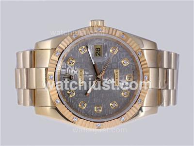 Rolex Datejust Automatic Full Gold Diamond Marking with Gray Computer Dial