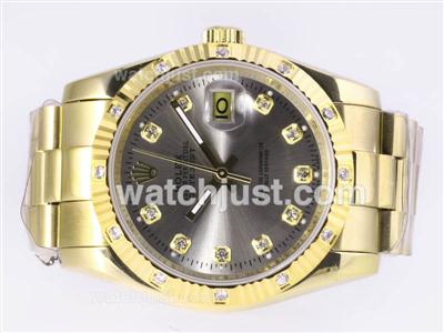 Rolex Datejust Automatic Full Gold Diamond Marking with Gray Dial