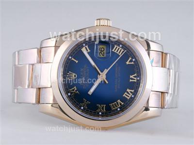 Rolex Datejust Automatic Full Gold with Dark Blue Dial-Roman Marking