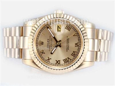 Rolex Datejust Automatic Full Gold with Golden Dial-Roman Marking