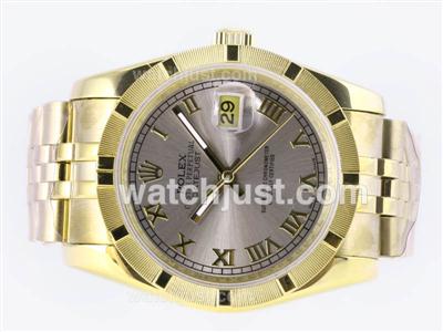 Rolex Datejust Automatic Full Gold with Gray Dial-Roman Marking