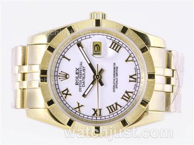 Rolex Datejust Automatic Full Gold with White Dial-Roman Marking