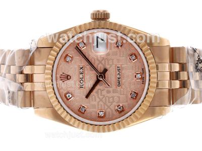 Rolex Datejust Automatic Full Rose Gold Diamond Markers with Champagne Computer Dial-Same Structure as ETA Version-Mid S