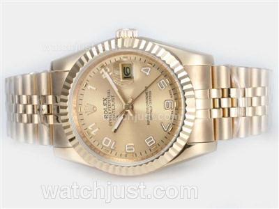 Rolex Datejust Automatic Fulll Gold with Golden Dial-Number Marking