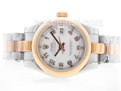 Rolex DateJust Automatic SS/RG Two Tone with White Dial - Arabic Marking