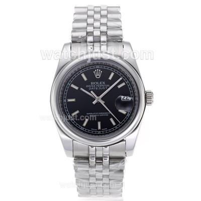 Rolex Datejust Automatic Stick Markers with Black Dail S/S-Sapphire Glass