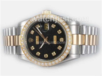 Rolex Datejust Automatic Two Tone Diamond Bezel and Marking with Black Computer Dial