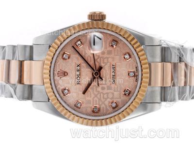 Rolex Datejust Automatic Two Tone Diamond Markers with Champagne Computer Dial-Same Structure as ETA Version-Mid Size