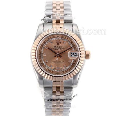 Rolex Datejust Automatic Two Tone Diamond Markers with Rose gold Dial