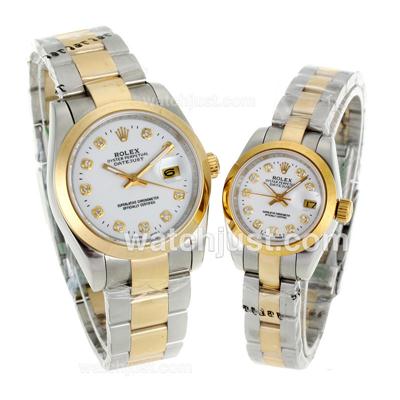 Rolex Datejust Automatic Two Tone Diamond Markers with White Dial-Sapphire Glass