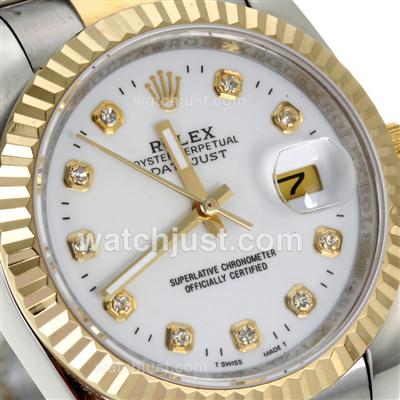 Rolex Datejust Automatic Two Tone Diamond Markers with White Dial-Sapphire Glass