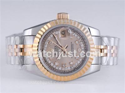 Rolex Datejust Automatic Two Tone Diamond Marking with Golden Dial