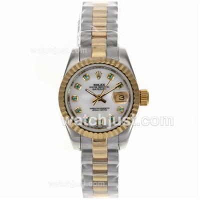 Rolex Datejust Automatic Two Tone Green Diamond Markers with MOP Dial