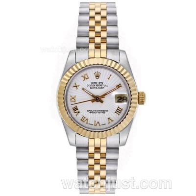 Rolex Datejust Automatic Two Tone Roman Markers with White Dial-Mid Size
