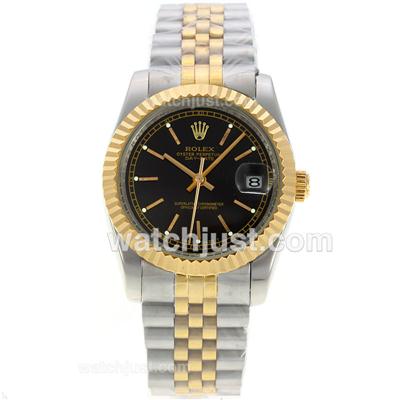 Rolex Datejust Automatic Two Tone Stick Markers with Black Dial-Sapphire Glass
