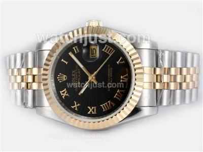 Rolex Datejust Automatic Two Tone with Black Dial-Roman Marking