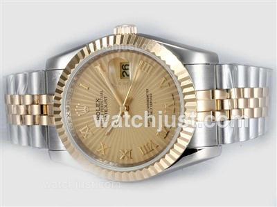 Rolex Datejust Automatic Two Tone with Golden Dial-Roman Marking