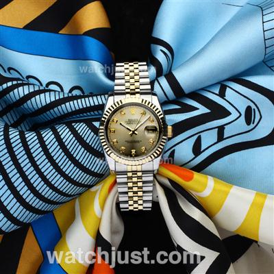 Rolex Datejust Automatic Two Tone with Golden Dial-Sapphire Glass(Gift Box & Extra Strap are Included)