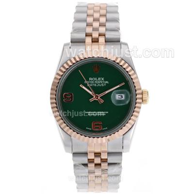 Rolex Datejust Automatic Two Tone With Green Dial