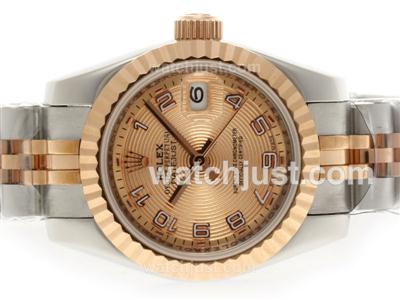 Rolex Datejust Automatic Two Tone with Rose Gold Dial-Number Marking