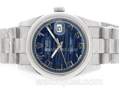 Rolex Datejust Automatic with Blue Wave Dial-Number Marking