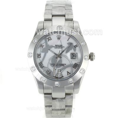 Rolex Datejust II Automatic Diamond Bezel Roman Markers with MOP Dial-Flowers Illustration