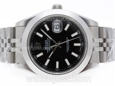 Rolex Datejust II Automatic Stick Marking with Black Dial-41mm Same Structure As Swiss ETA Version-High Quality