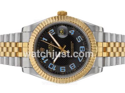 Rolex Datejust II Automatic Two Tone Blue Number Markers with Black Dial