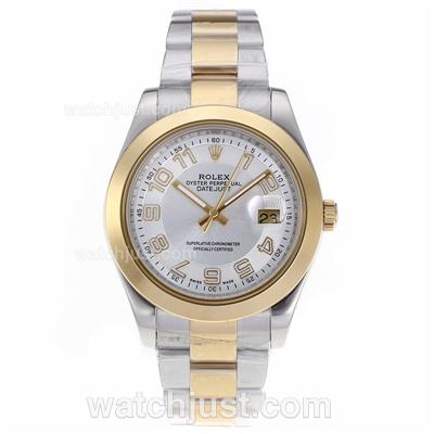 Rolex Datejust II Automatic Two Tone Number Markers with White Dial
